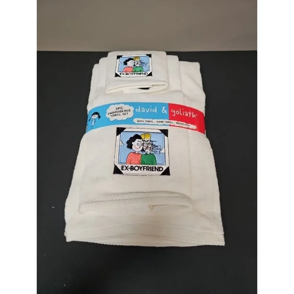 New Ex Boyfriend Towel Set Funny Novelty Cartoon David & Goliath Set of 3